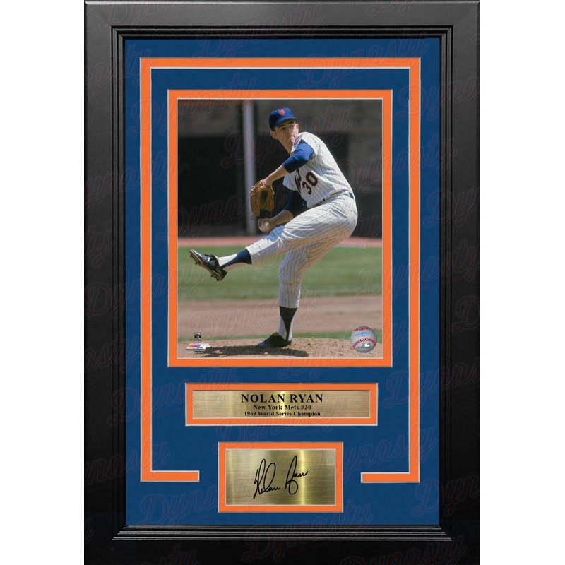 Nolan Ryan in Action New York Mets 8" x 10" Framed Baseball Photo with Engraved Autograph