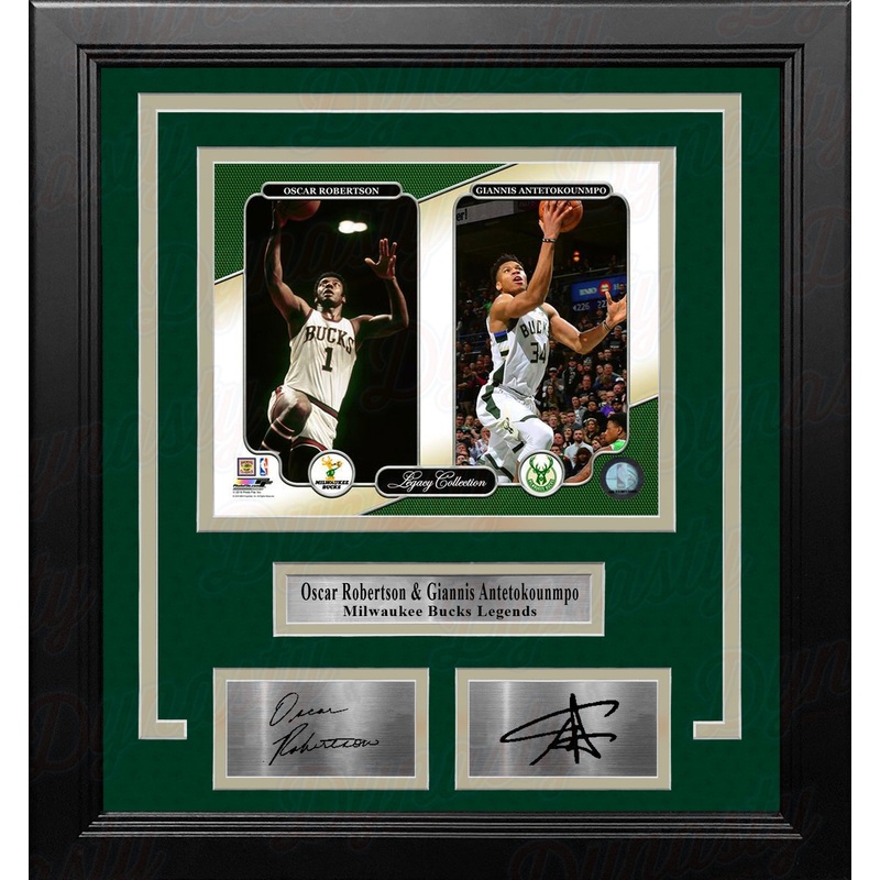 Oscar Robertson & Giannis Antetokounmpo Milwaukee Bucks 8x10 Framed Photo with Engraved Autographs