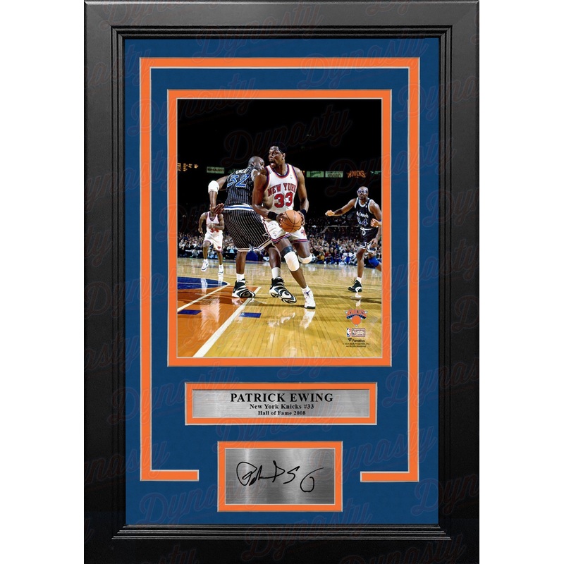 Patrick Ewing v. Shaquille O'Neal NY Knicks 8x10 Framed Basketball Photo with Engraved Autograph