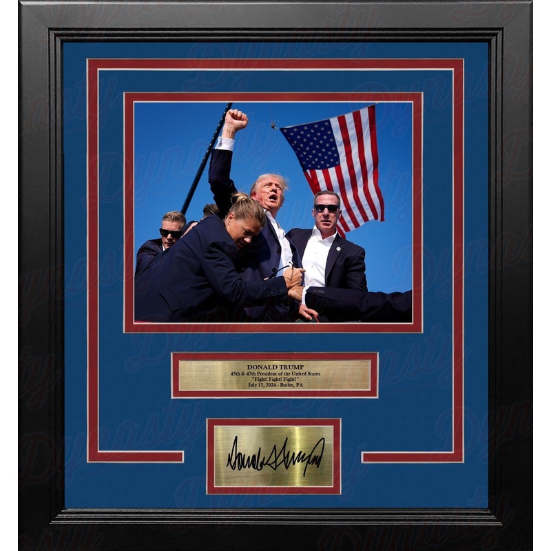 President Donald Trump Bulletproof Fight Rally 8" x 10" Framed Photo with Engraved Autograph