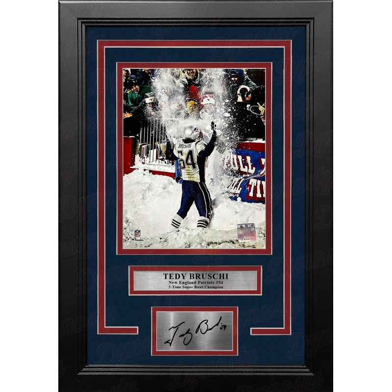 Tedy Bruschi Snow Game New England Patriots 8" x 10" Framed Football Photo with Engraved Autograph