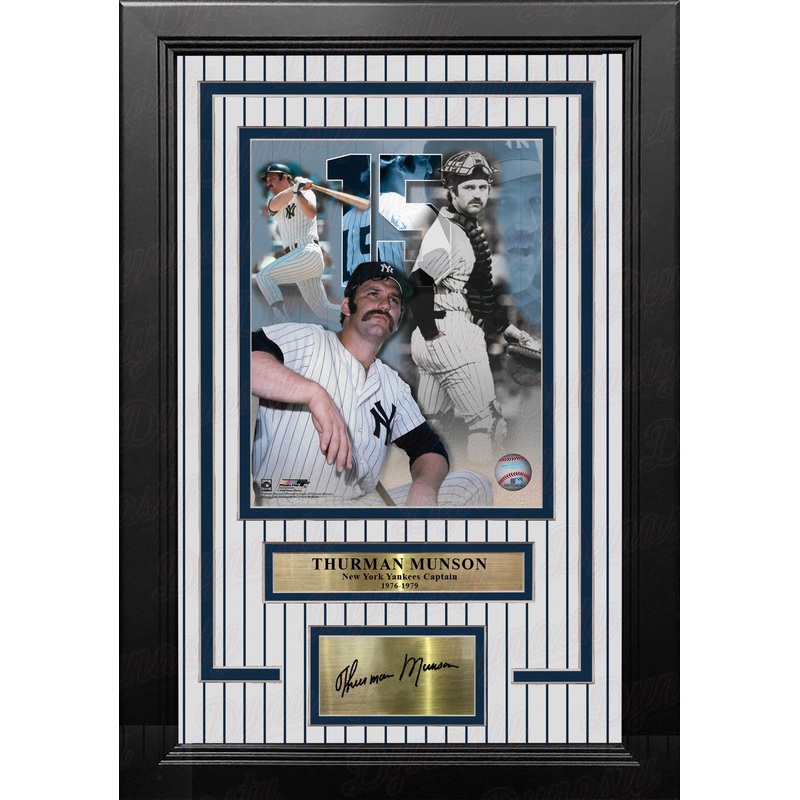 Thurman Munson New York Yankees 8" x 10" Framed Baseball Collage Photo with Engraved Autographs