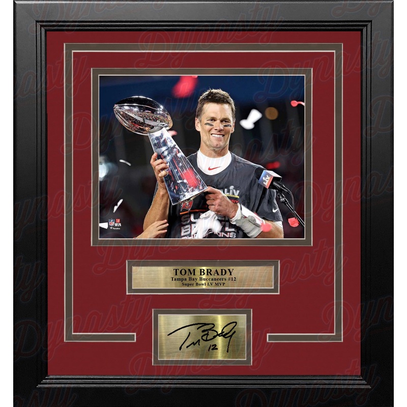 Tom Brady Super Bowl Champions Lombardi Trophy Tampa Bay Buccaneers 8" x 10" Football Photo with Engraved Autograph