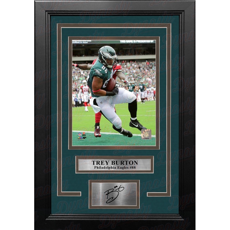 Trey Burton Touchdown Catch Philadelphia Eagles Framed Football Photo with Engraved Autograph