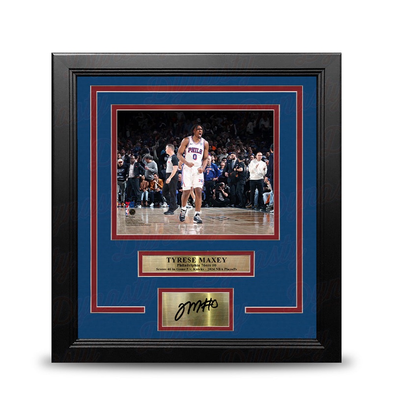 Tyrese Maxey Playoff Celebration Philadelphia 76ers 8" x 10" Framed Photo with Engraved Autograph