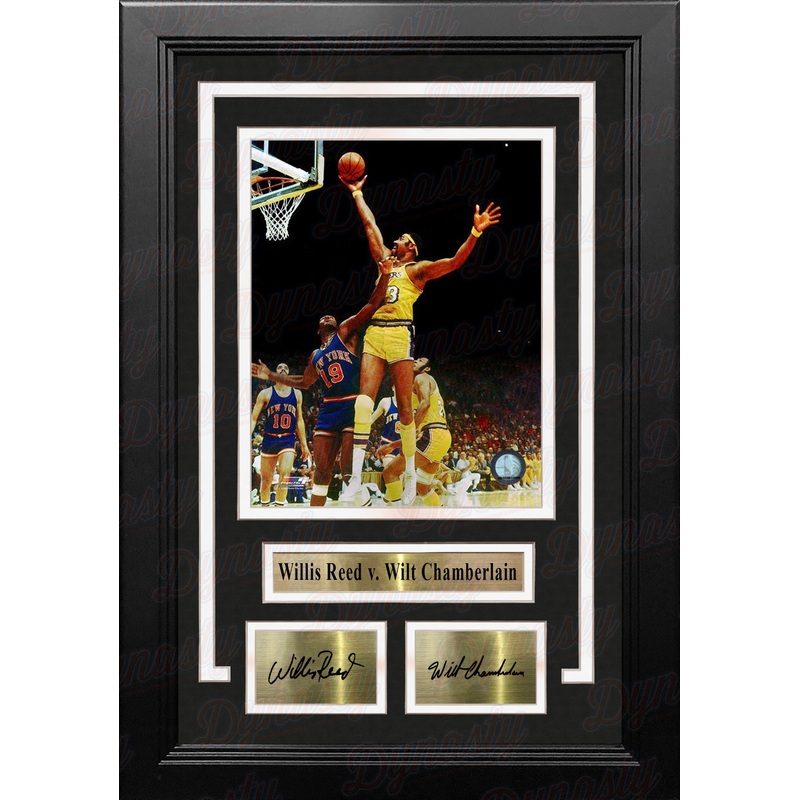 Wilt Chamberlain v. Willis Reed 8" x 10" Framed Basketball Photo with Engraved Autographs