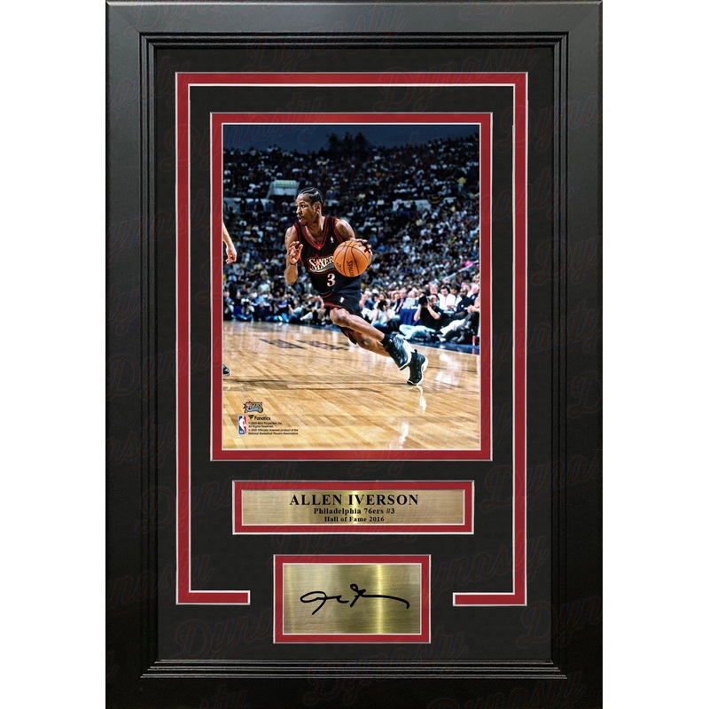 Allen Iverson in Action Philadelphia 76ers 8" x 10" Framed Basketball Photo with Engraved Autograph