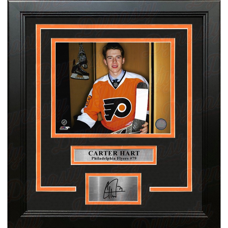 Carter Hart Philadelphia Flyers Locker Room Framed 11" x 14" Hockey Photo with Engraved Autograph
