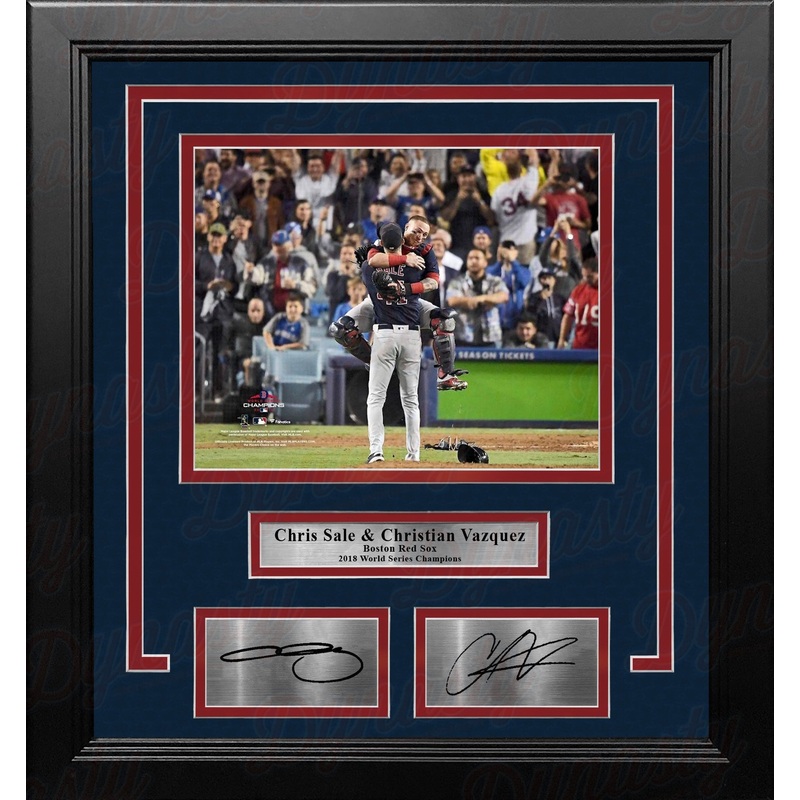 Chris Sale & Christian Vazquez Red Sox 2018 World Series 8x10 Framed Photo with Engraved Autographs