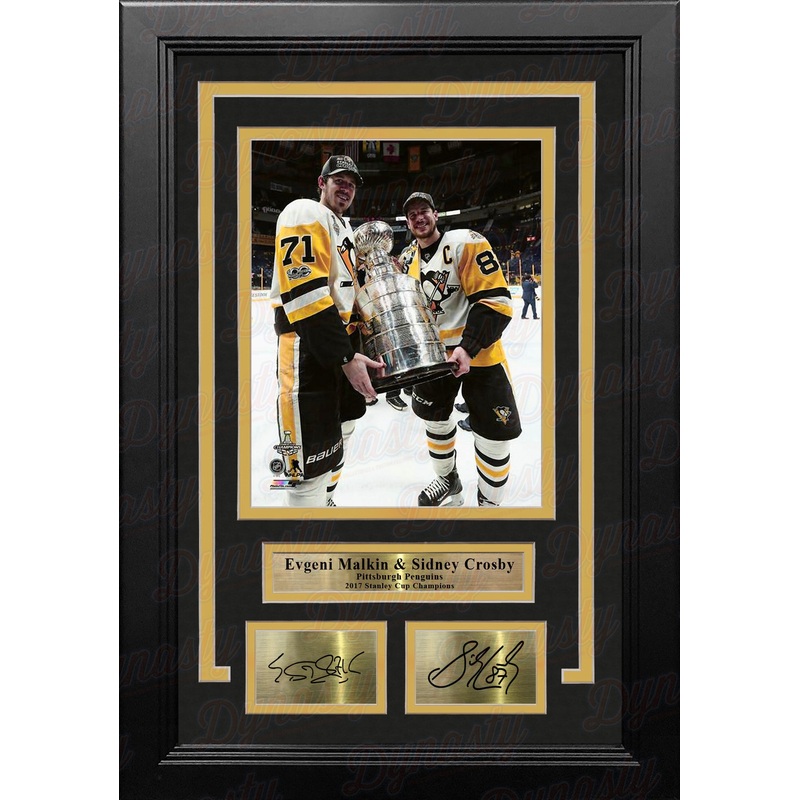 Evgeni Malkin & Sidney Crosby Stanley Cup Pittsburgh Penguins 8x10 Framed Photo Engraved Autographs