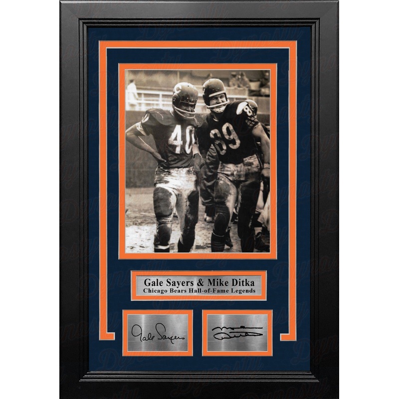 Gale Sayers & Mike Ditka Chicago Bears 8" x 10" Framed Black & White Photo with Engraved Autographs