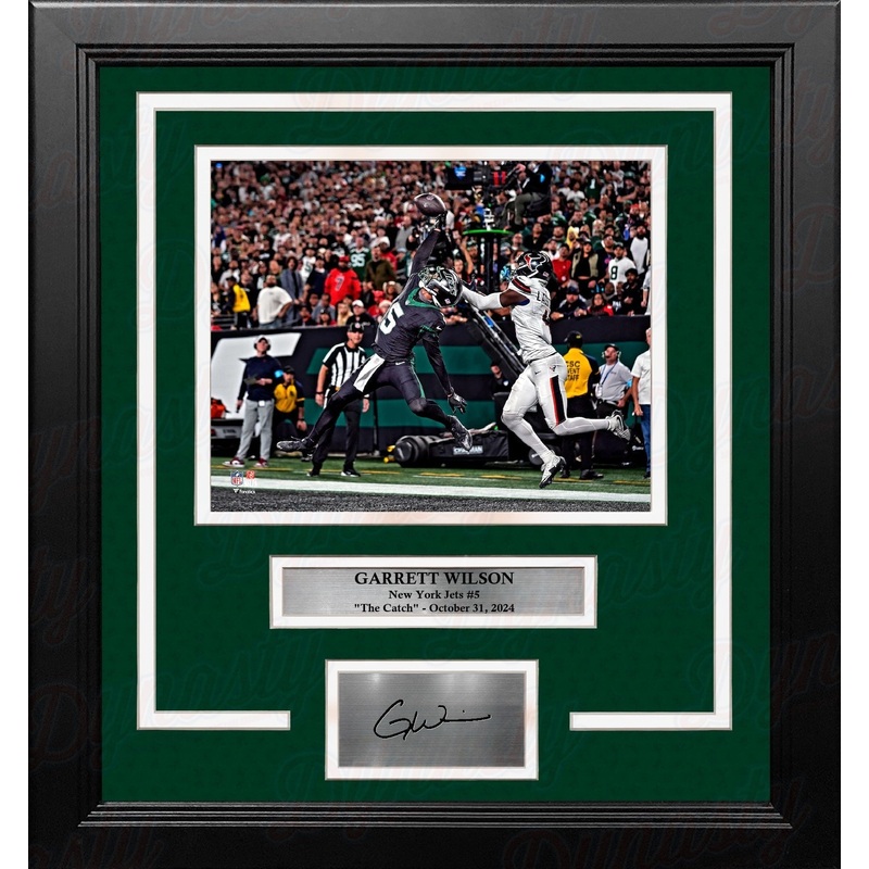 Garrett Wilson One-Handed Touchdown Catch New York Jets 8x10 Framed Photo with Engraved Autograph
