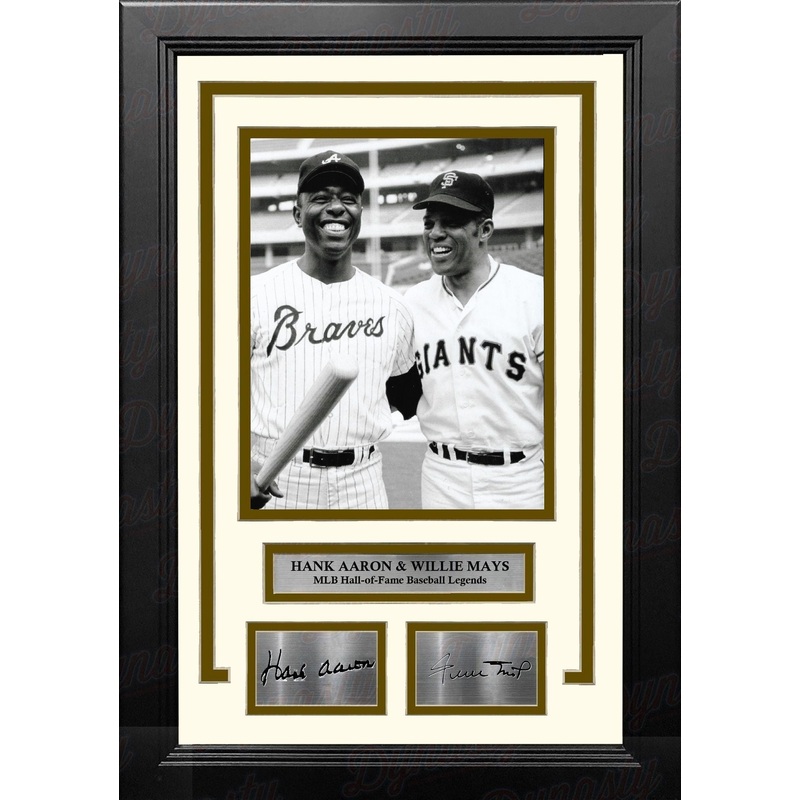 Hank Aaron and Willie Mays 8" x 10" Framed Baseball Legends Photo with Engraved Autographs