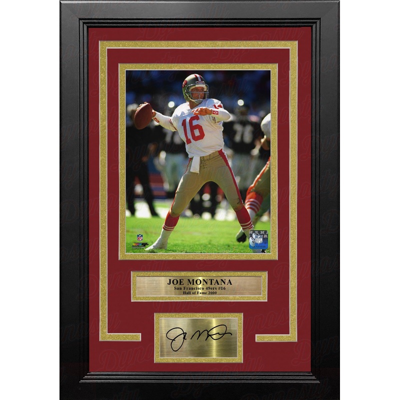 Joe Montana in Action San Francisco 49ers 8" x 10" Framed Football Photo with Engraved Autograph