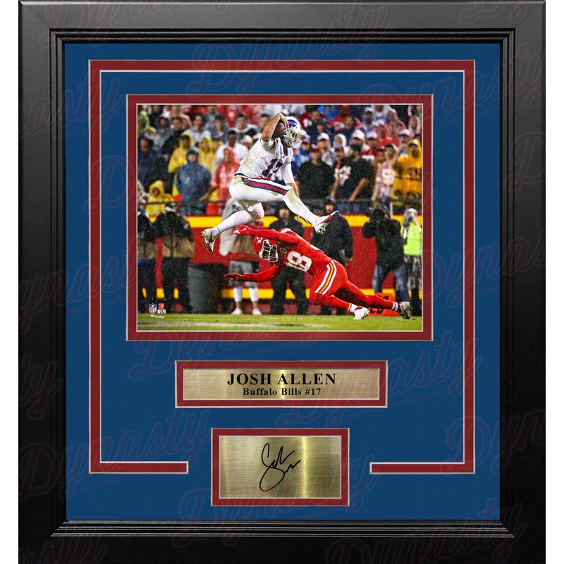 Josh Allen Defender Hurdle Buffalo Bills 8" x 10" Framed Football Photo with Engraved Autograph