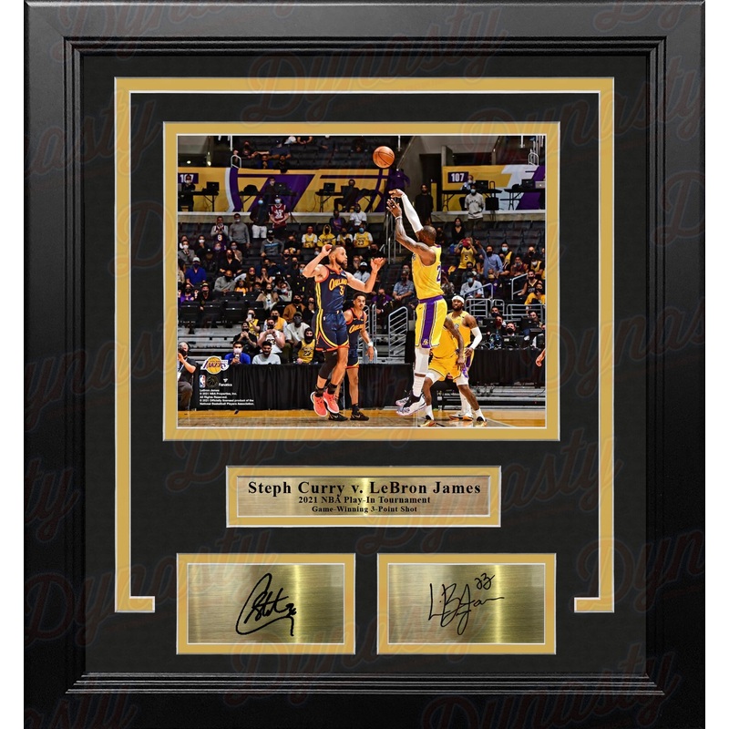 LeBron James v Steph Curry Game-Winning Shot 2021 Play-In 8x10 Framed Photo with Engraved Autographs