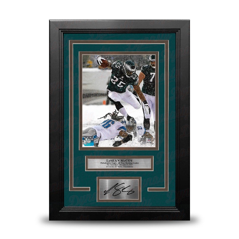LeSean McCoy Snow Bowl Philadelphia Eagles Framed Football Photo with Engraved Autograph