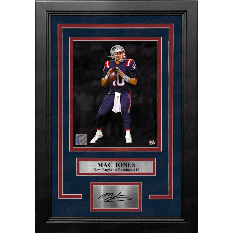 Mac Jones Blackout Action New England Patriots 8" x 10" Framed Football Photo with Engraved Autograph