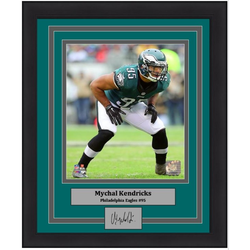 Mychal Kendricks in Action Philadelphia Eagles 8x10 Framed Football Photo with Engraved Autograph