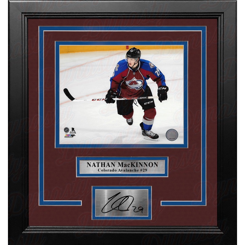 Nathan MacKinnon in Action Colorado Avalanche 8" x 10" Framed Hockey Photo with Engraved Autograph