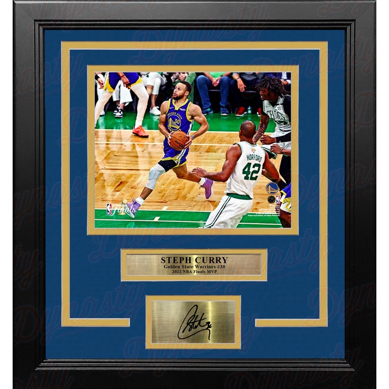 Steph Curry 2022 NBA Finals Action Golden State Warriors 8x10 Framed Photo with Engraved Autograph
