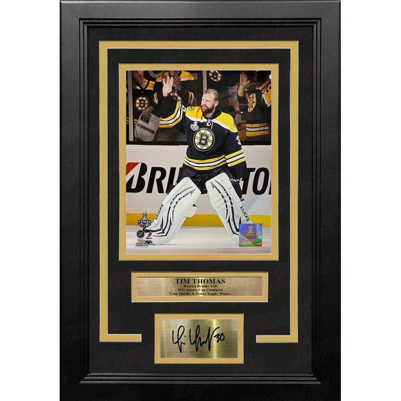 Tim Thomas 2011 Stanley Cup Finals Boston Bruins 8" x 10" Framed Hockey Photo with Engraved Autograph