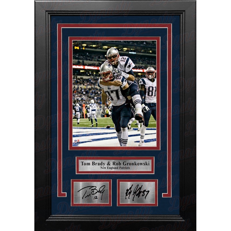 Tom Brady & Rob Gronkowski New England Patriots 8x10 Framed Football Photo with Engraved Autographs