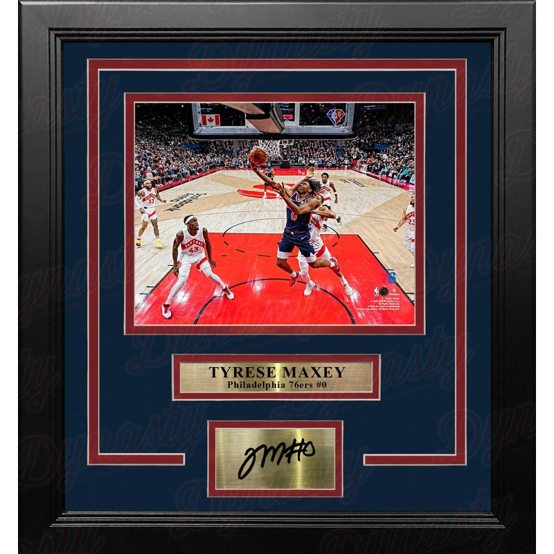 Tyrese Maxey City Edition Action Philadelphia 76ers 8" x 10" Framed Photo with Engraved Autograph