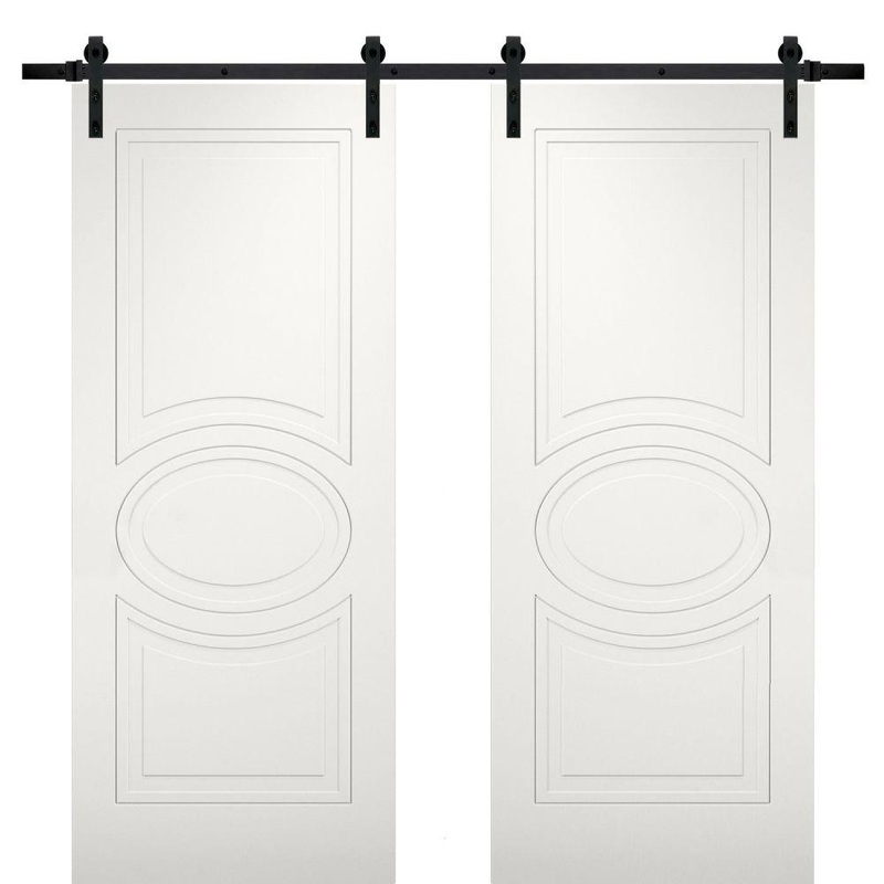 Mela 7001 Matte White Double Barn Door | Black Rail
