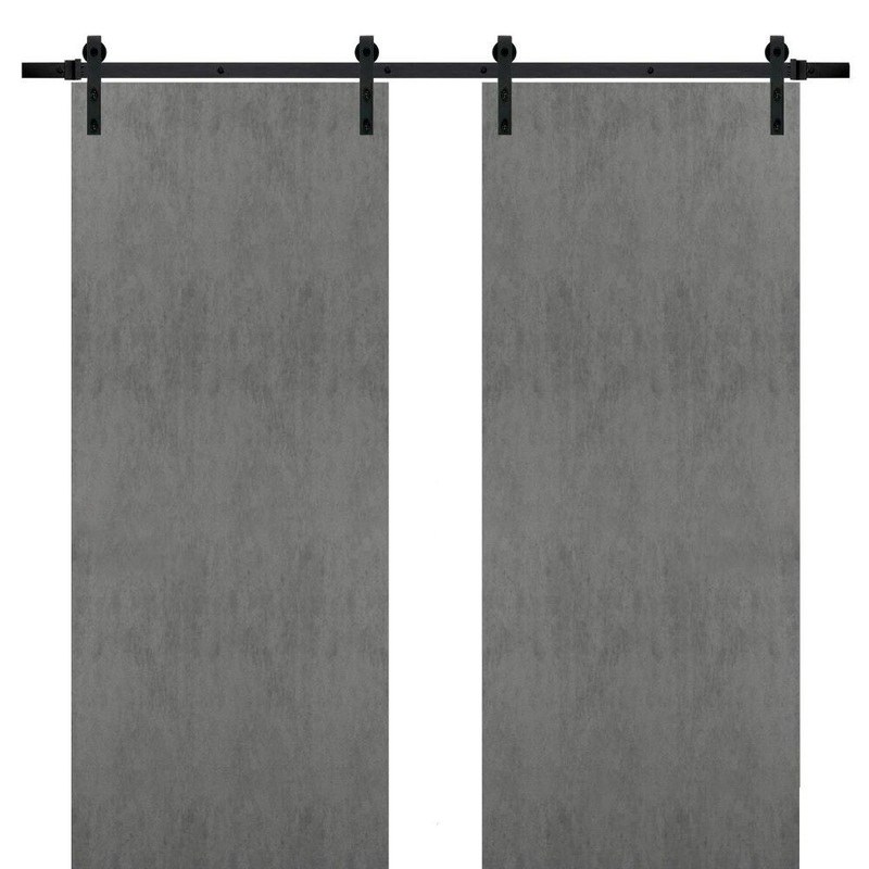 Planum 0010 Concrete Double Barn Door | Black Rail