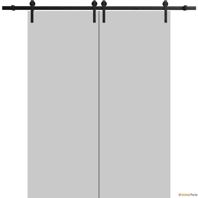 Planum 0010 Matte Grey Double Barn Door and Black Rail