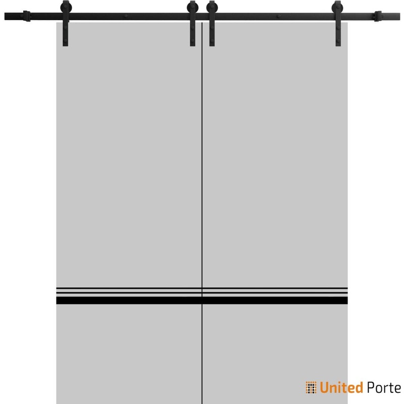 Planum 0012 Grey Double Barn Door and Black Rail