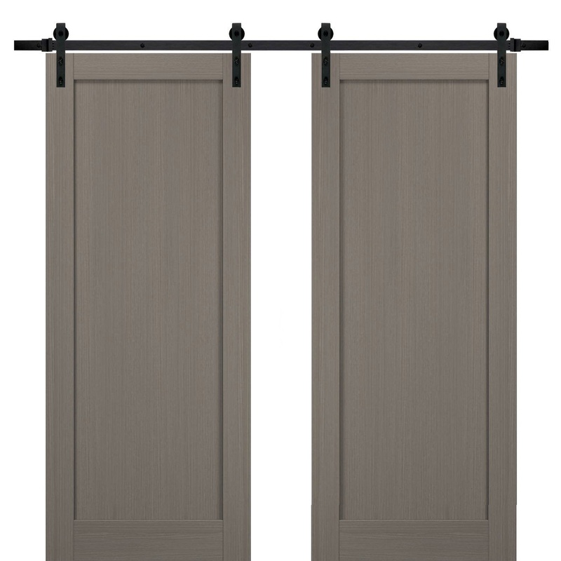 Quadro 4111 Grey Ash Double Barn Door | Black Rail