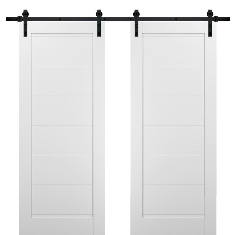 Quadro 4115 Matte White Double Barn Door | Black Rail