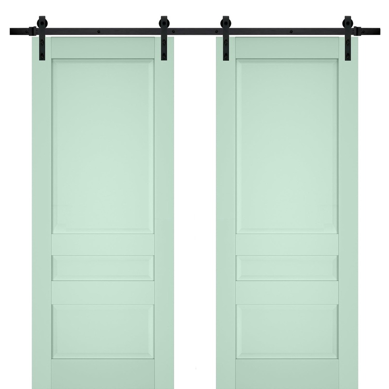 Veregio 7411 Oliva Double Barn Door and Black Rail