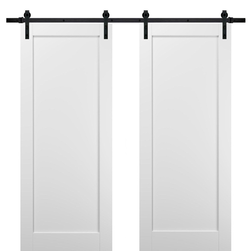 Quadro 4111 White Silk Double Barn Door | Black Rail