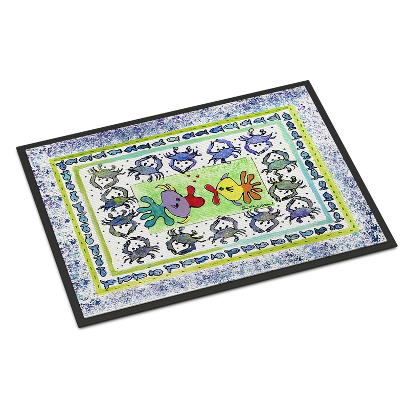 Fish Kissing Fish Doormat - 24x36 Decorative Floor Mat  Indoor/Outdoor Rug