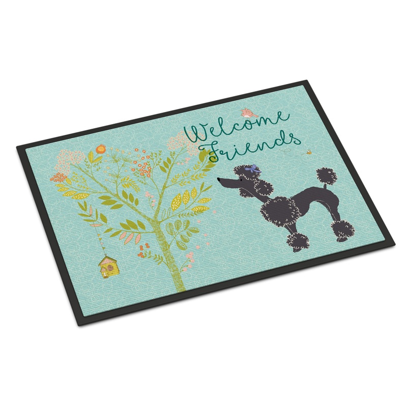 Welcome Friends Black Poodle Doormat - 24x36 Decorative Floor Mat  Indoor/Outdoor Rug with Artistic Flair BB7615JMAT