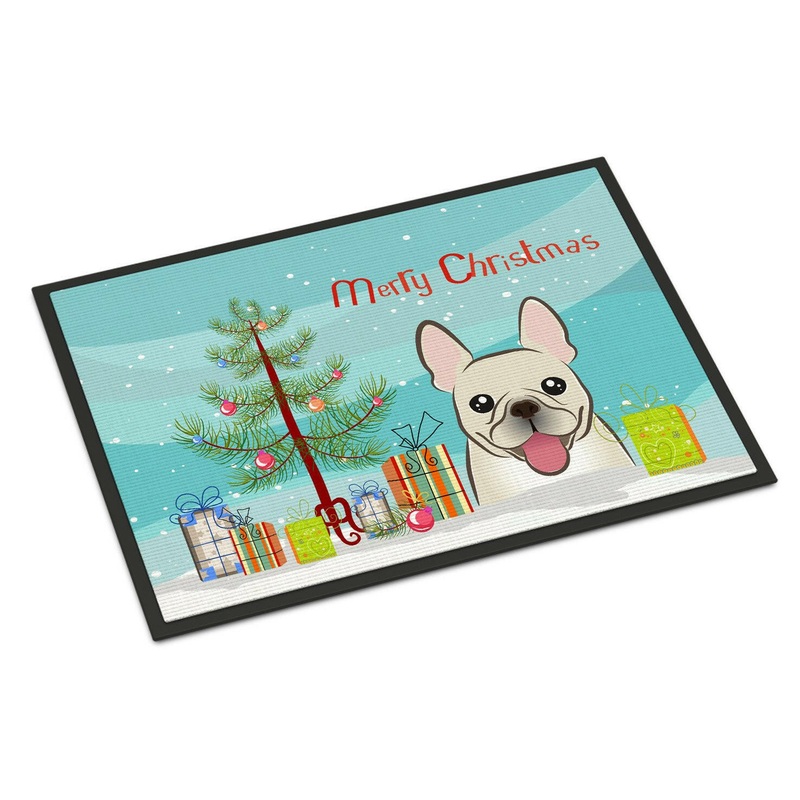 Christmas Tree and French Bulldog Doormat - 18x27 Decorative Floor Mat  Indoor/Outdoor Rug with Artistic Flair BB1610MAT