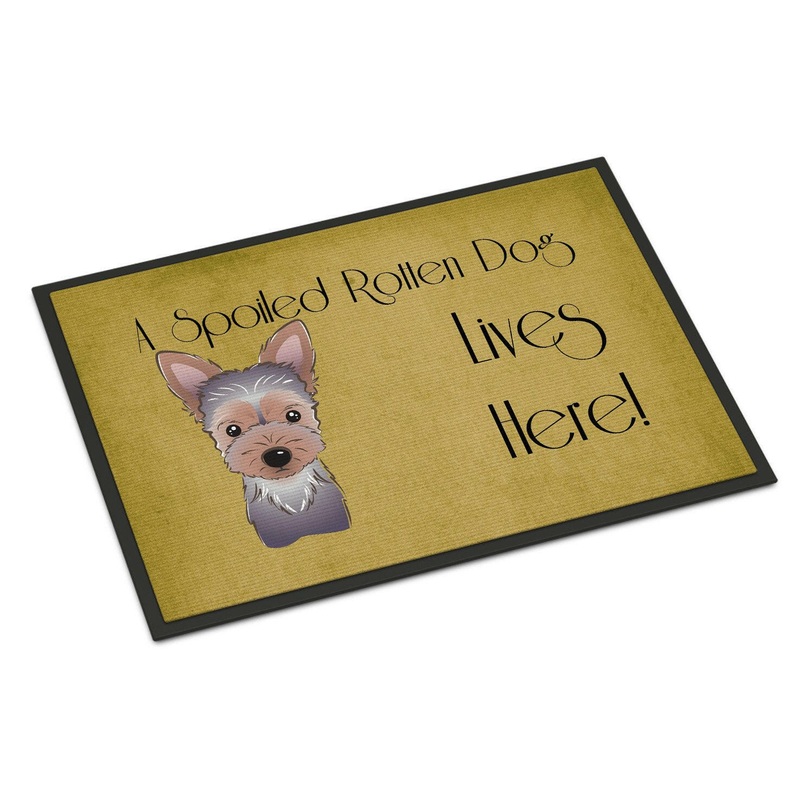 Yorkie Puppy Spoiled Dog Lives Here Doormat - 18x27 Decorative Floor Mat  Indoor/Outdoor Rug with Artistic Flair BB1480MAT