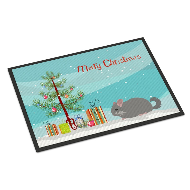 Agouti Chinchilla Merry Christmas Doormat - 18x27 Decorative Floor Mat  Indoor/Outdoor Rug with Artistic Flair CK4430MAT