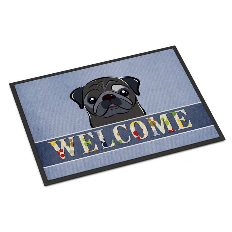 Black Pug Welcome Doormat - 24x36 Decorative Floor Mat  Indoor/Outdoor Rug with Artistic Flair BB1449JMAT
