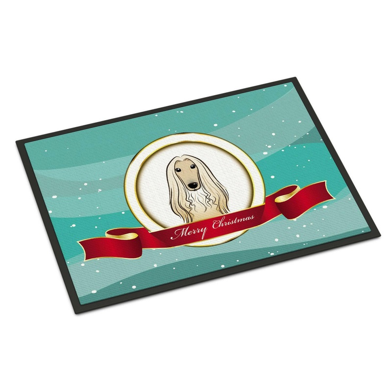 Afghan Hound Merry Christmas Doormat - 18x27 Decorative Floor Mat  Indoor/Outdoor Rug with Artistic Flair BB1554MAT