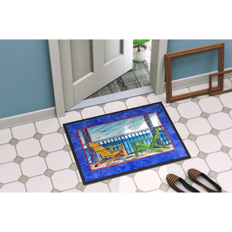 Adirondack Chairs Blue Doormat - 24x36 Decorative Floor Mat  Indoor/Outdoor Rug